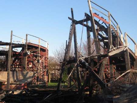 Awaiting restoration: The Scenic Railway was badly damaged by fire in April. Picture courtesy Sarah Vickery