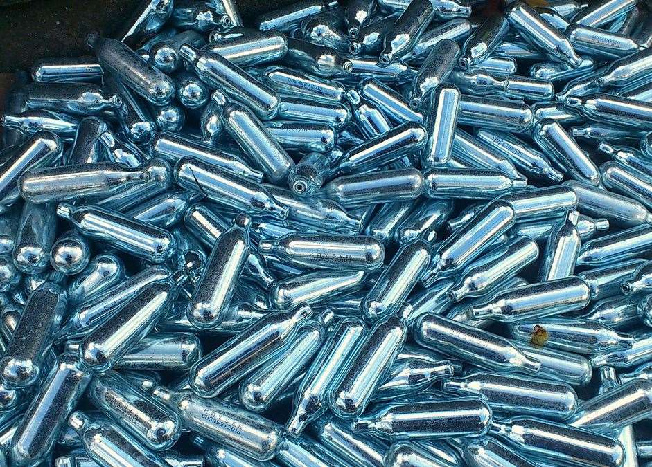 Laughing gas cannisters were seized at the illegal party