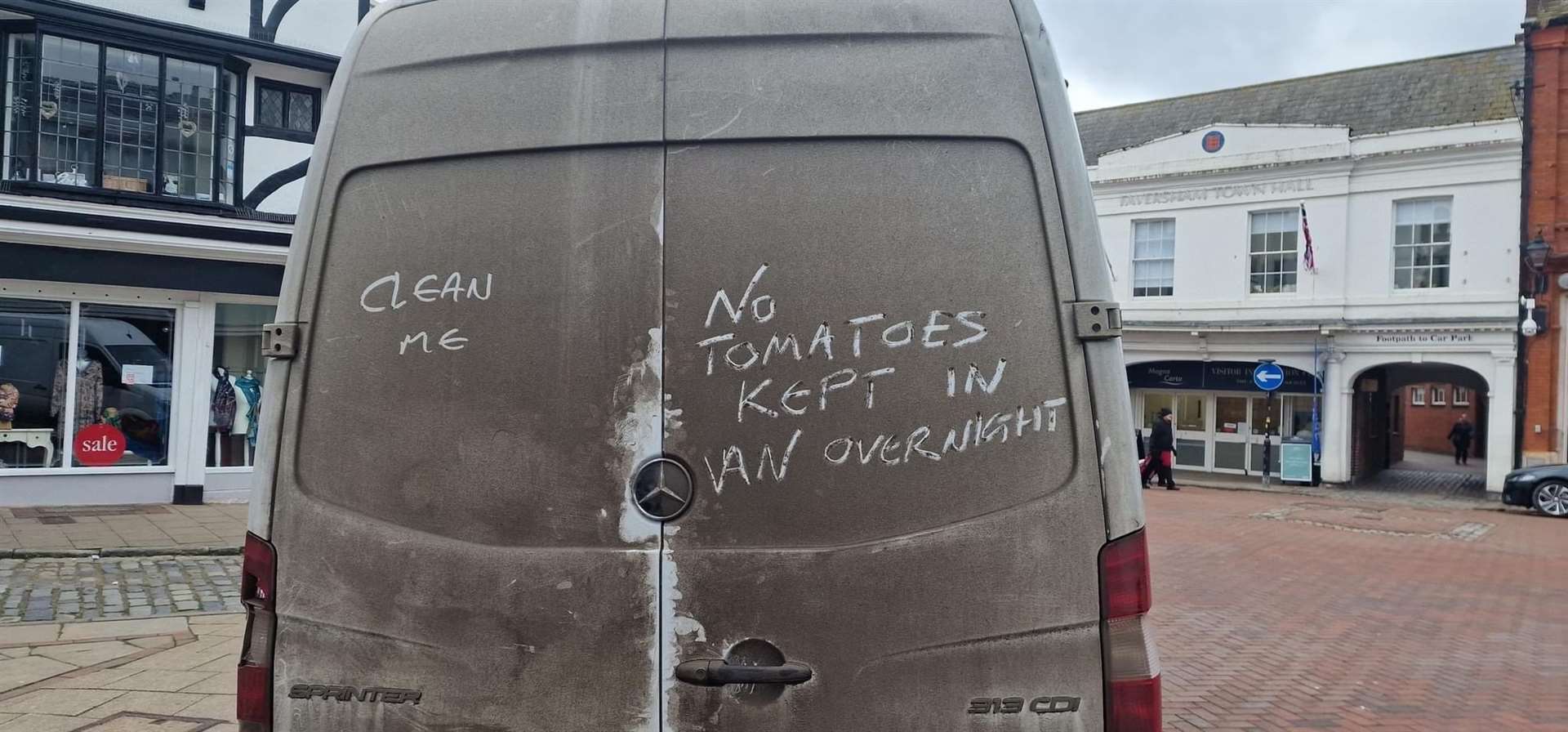 Dirty van in Faversham suggests there is shortage of tomatoes. Picture: Andy Capon