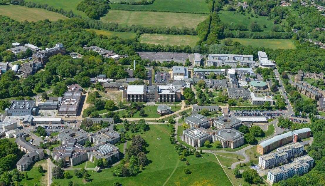 An aerial view of the campus in Canterbury. Picture: University of Kent