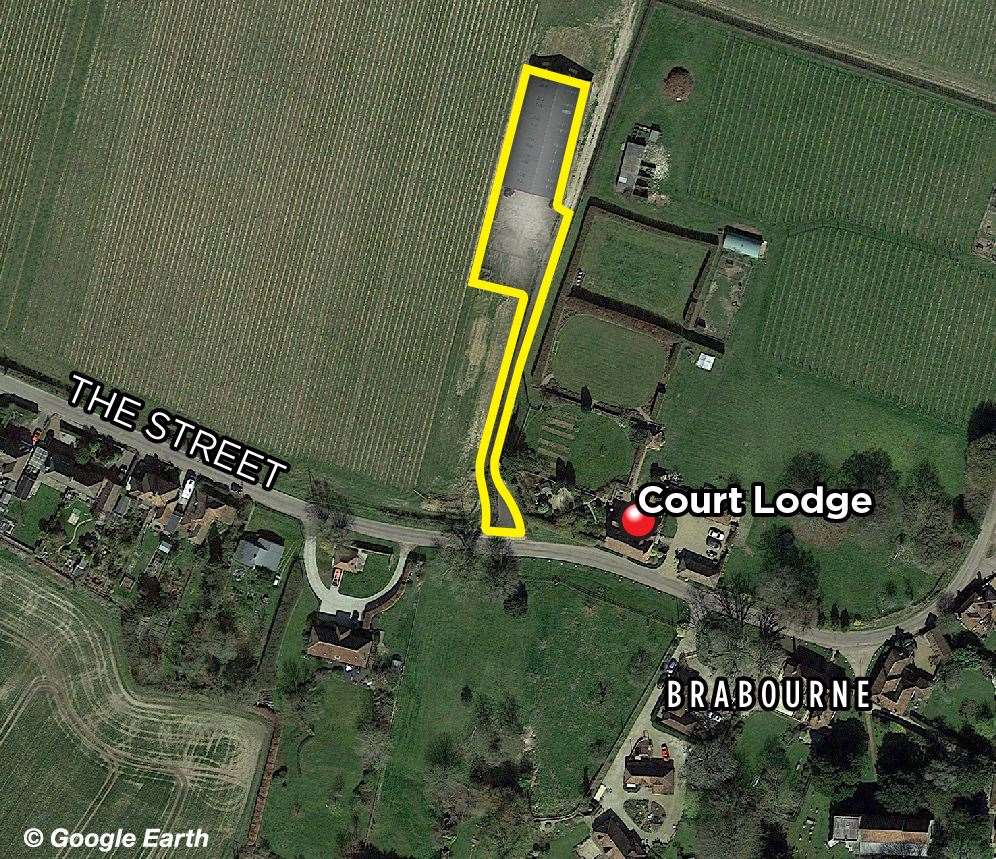 The location of the proposed distillery in East Brabourne near Ashford