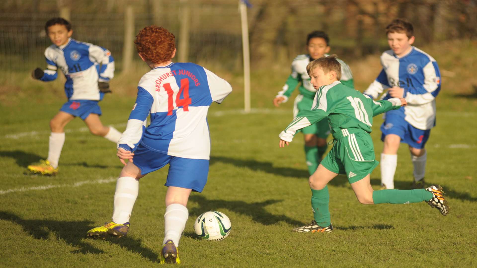 Bredhurst Juniors under-12s, blue and white, take on Horsted Youth in Division 2 Picture: Steve Crispe