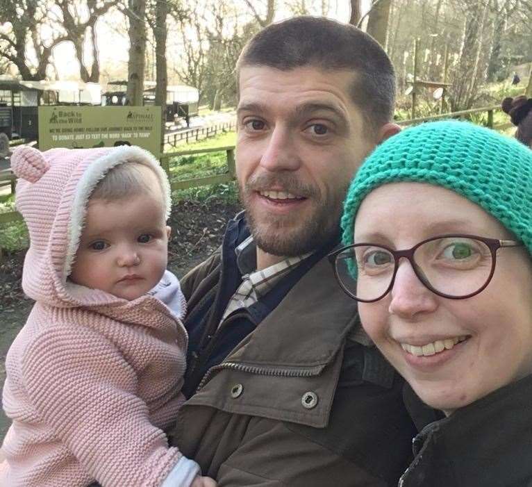 Adam and Sarah Wright with their daughter Everleigh. Picture: Adam Wright