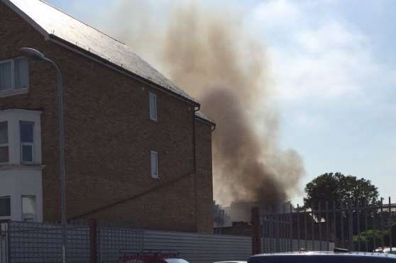 Smoke could be seen rising up from the building. Picture: Mark Caldwell
