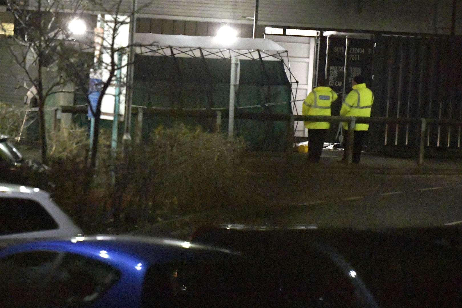 Tents were seen in the grounds of Maidstone hospital