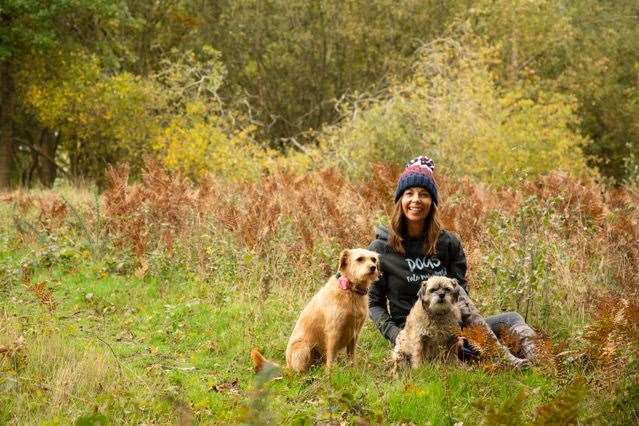Michelle Burgess with her terriers
