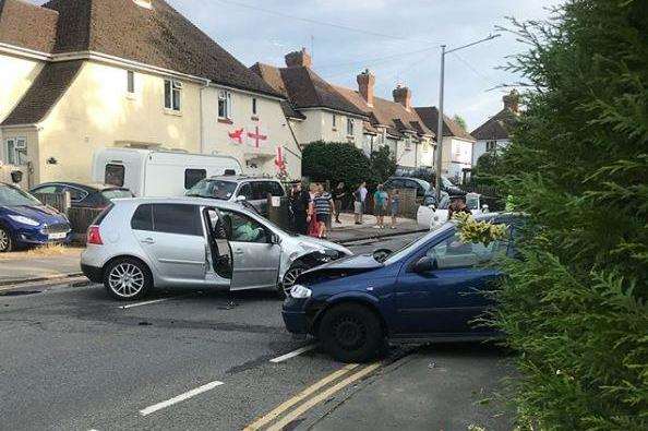 A man suffered a serious injury after a crash between two cars in Forest Road, Tunbridge Wells. Picture: Jody Lloyd