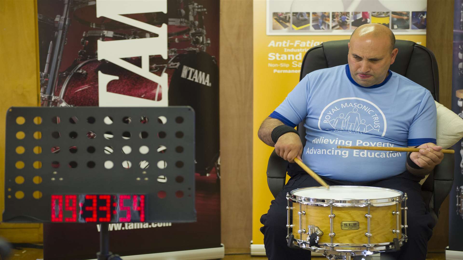 The world champion drummer beat the previous record by just over five minutes