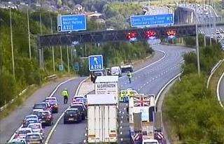 Traffic queuing on the M2. Picture: Highways England