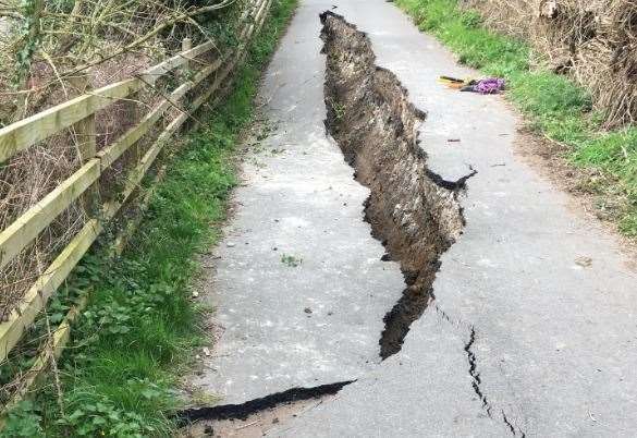 Medway Towpath subsidence in Aylesford. Picture: Aylesford Parish Council