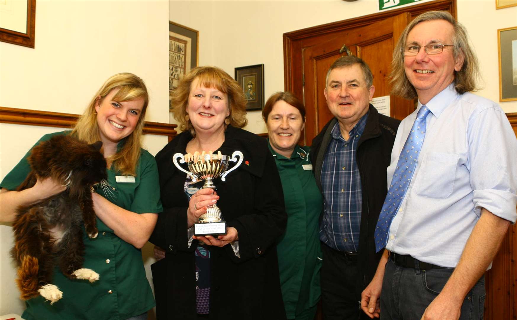 From left to right; vet Lara Hueston, owner Louise Gilbert, nurse Fay Millar, owner Martyn Gilbert and practice principle Jeremy Stattersfield