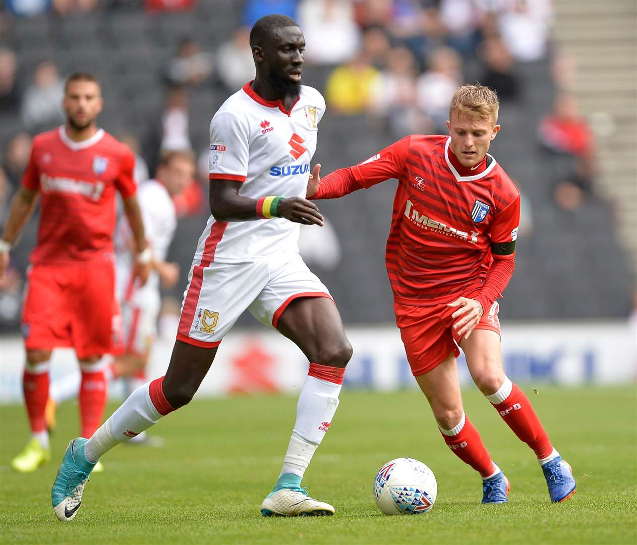 Ousseynou Cisse in action for MK Dons against the Gills at Stadium MK Picture: Ady Kerry