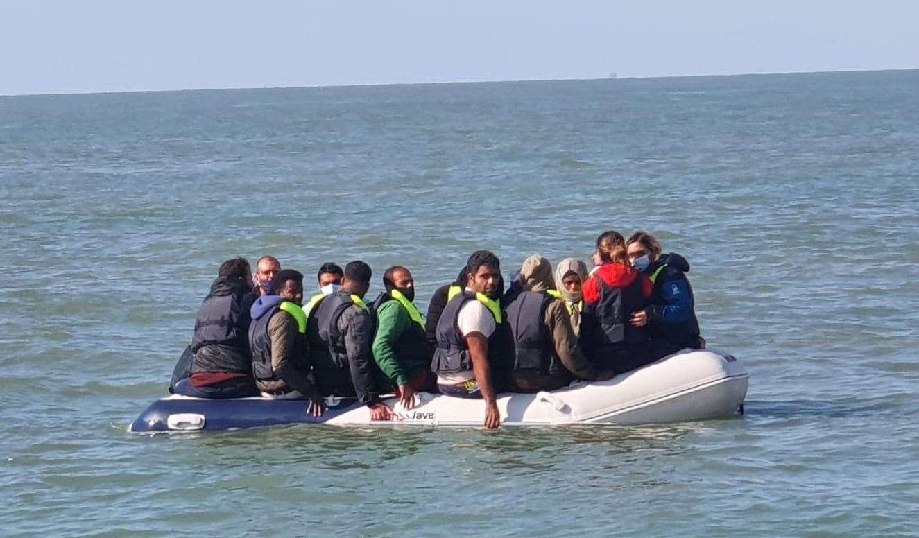 Stock photo of people attempting Channel crossing