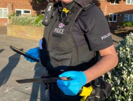 Kent Police Medway tweeted to say "numerous patrols" had responded to the call-out and a knife had been discovered in overgrowth. Picture: @kentpolicemed