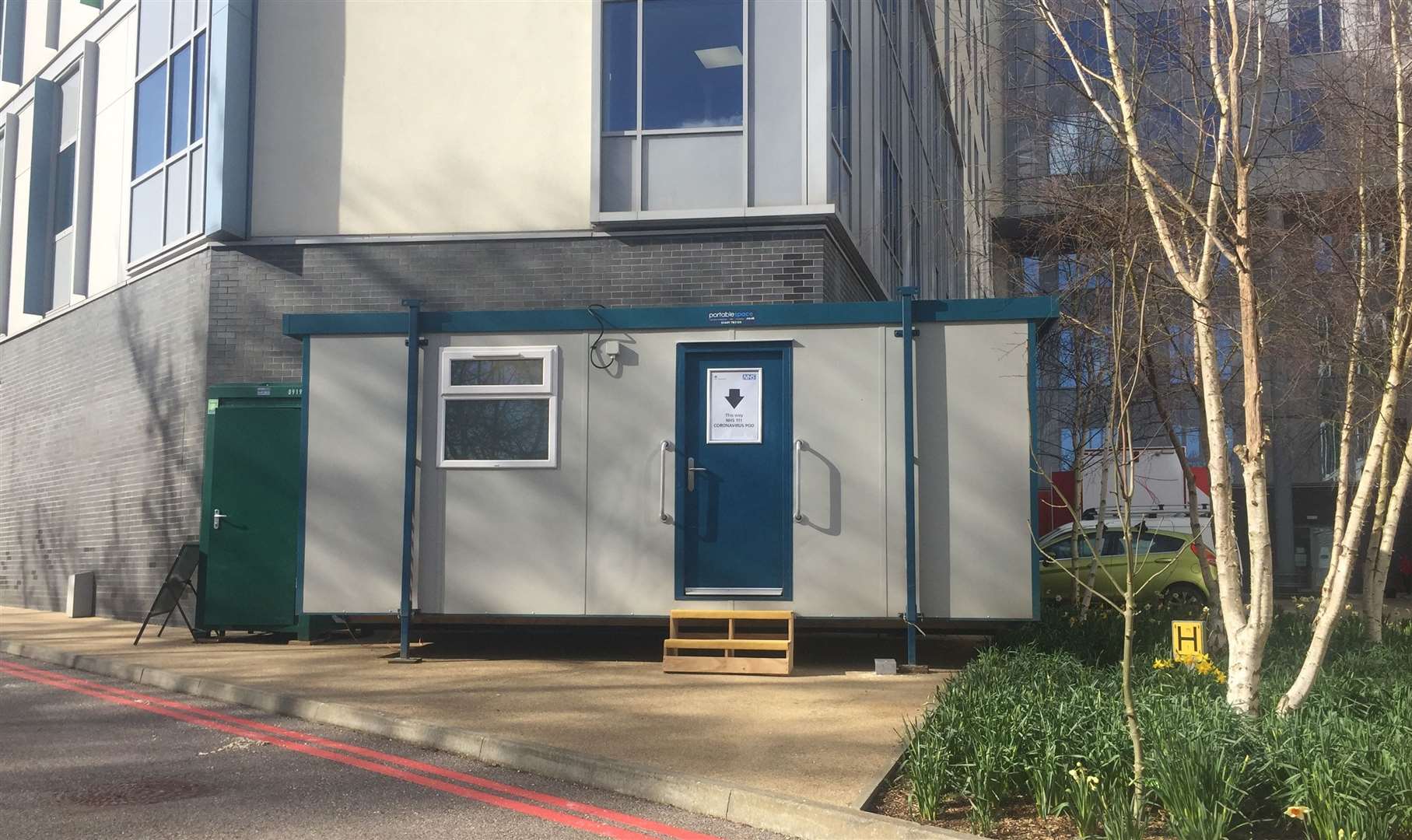 The isolation pod at Tunbridge Wells Hospital is accessed via the deliveries entrance