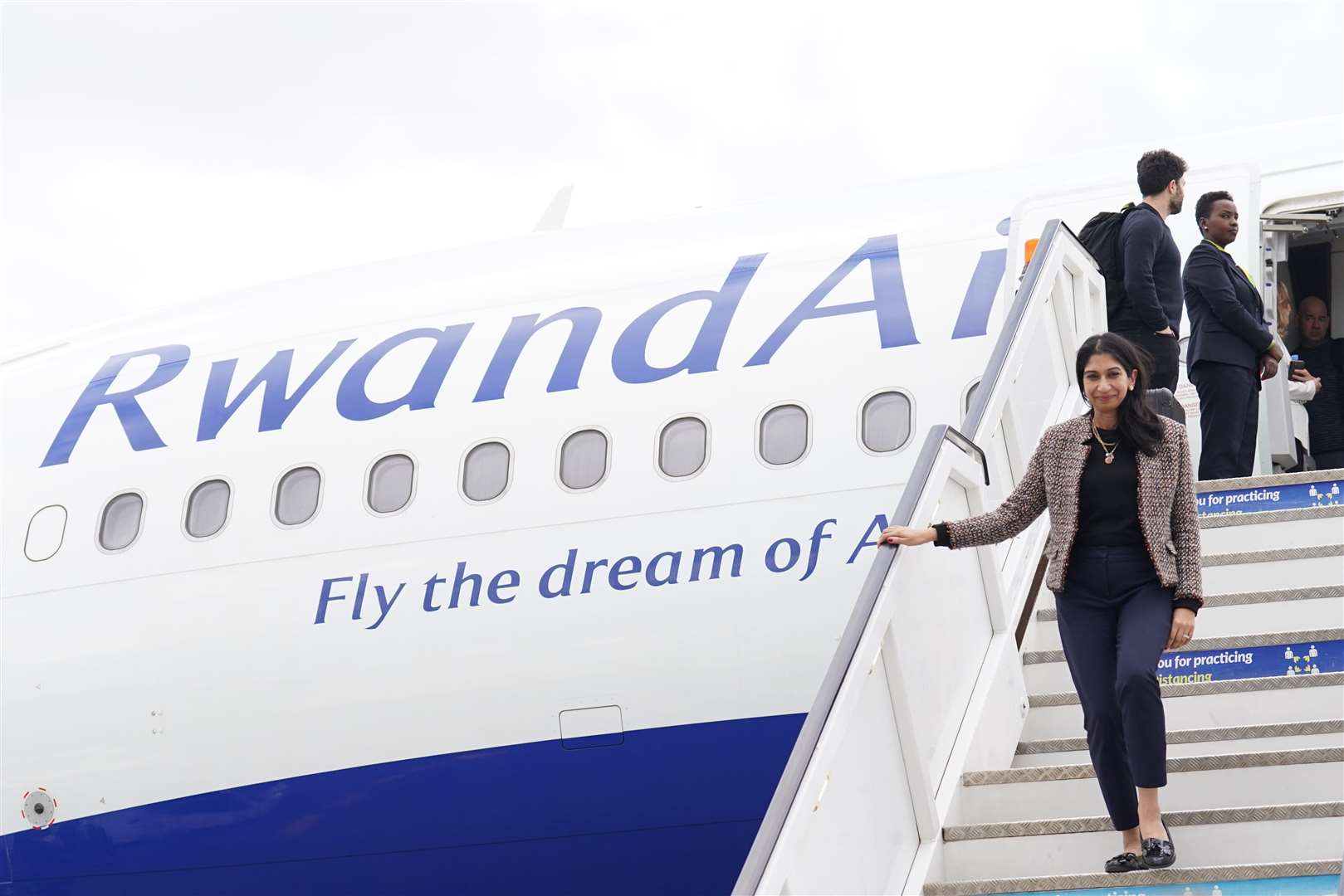 Suella Braverman arrives at Kigali Airport for her visit to Rwanda (Stefan Rousseau/PA)