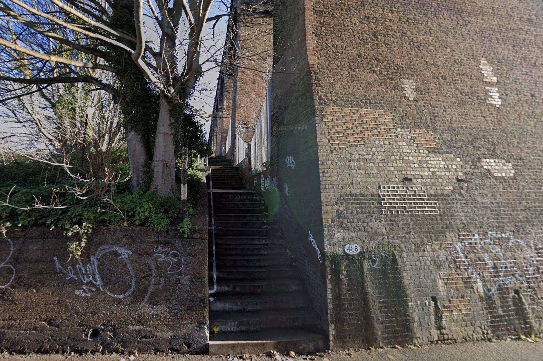 The reported robbery happened on steps in Bradstone Avenue, Folkestone. Picture: Google