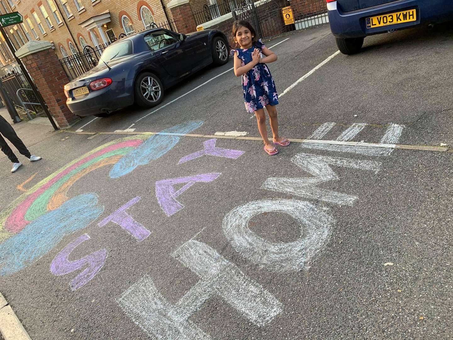 The primary pupil etched a friendly message to passer-bys