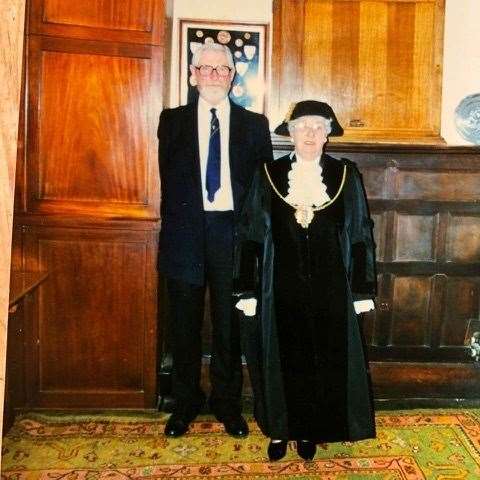 Mary Laslett with husband Eric when she was Mayor of Sandwich and Speaker of the Cinque Ports