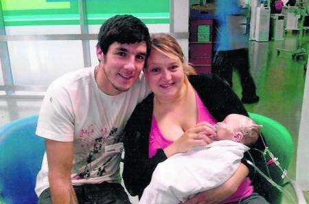 Matt and Louise with their baby Hendrix Danger Mackay in hospital