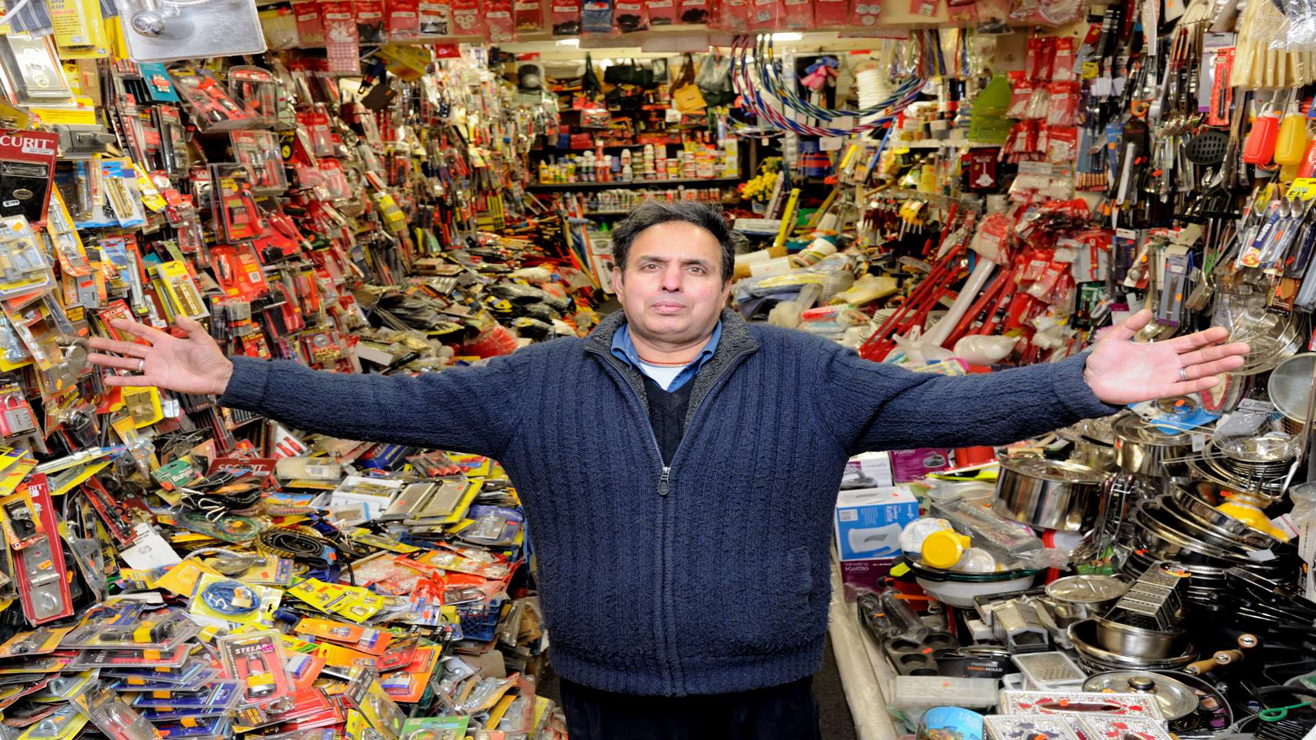 Jasbir Basra in his Mad Sales shop