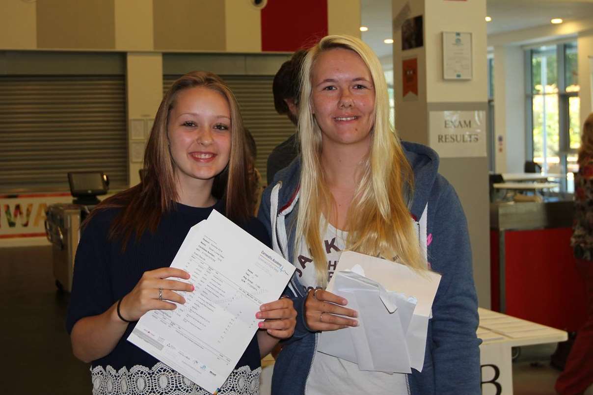 Pupils collect their GCSE results at Cornwallis Academy in Linton