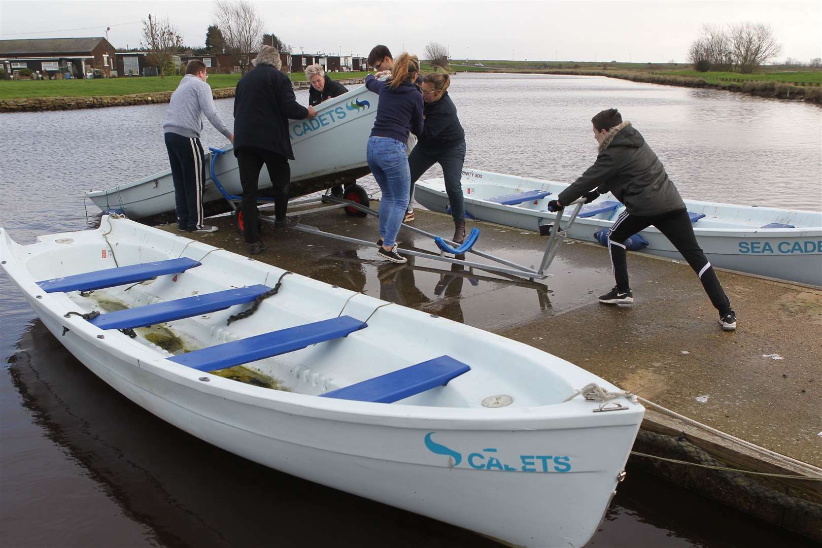 Sheppey Sea Cadets check their boats at Barton's Point. Picture: John Westhrop