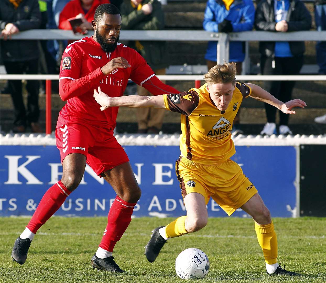 Ebbsfleet's Gozie Ugwu in the thick of the action against Sutton. Picture: Sean Aidan FM28191167