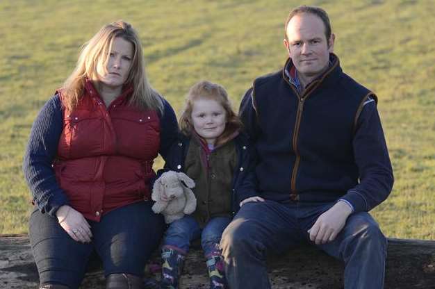 Farmer Alan Barr with his wife Louise and daughter Ella