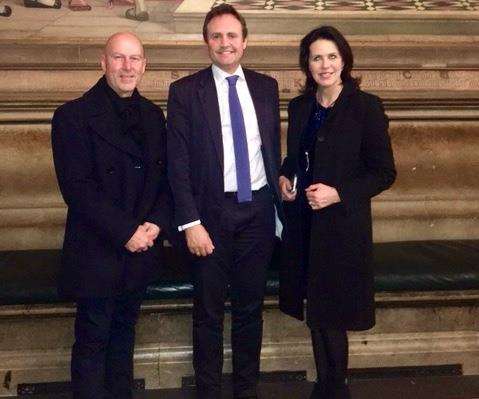 Ryarsh Protection Group's Gerry and Oonagh Boyle with Tonbridge and Malling MP Tom Tugendhat (centre) in the House of Commons