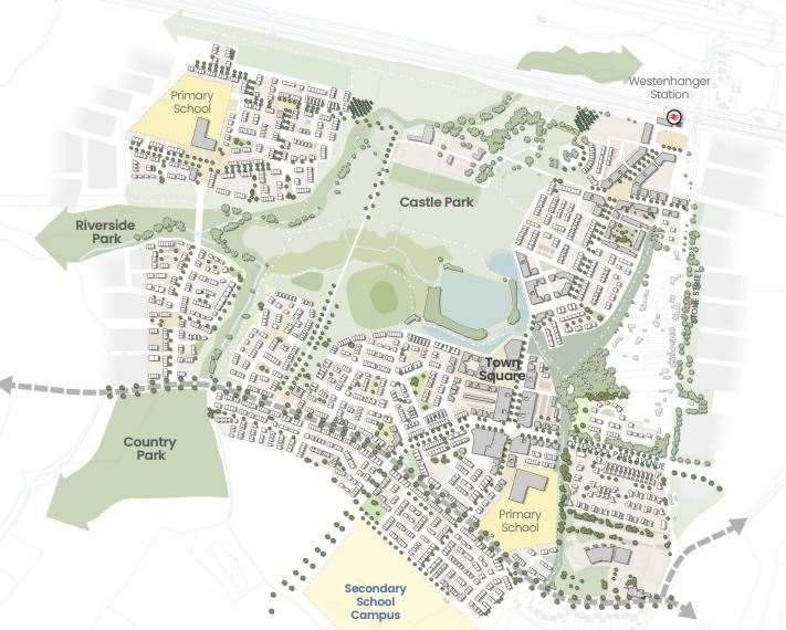 An early draft of the layout of phase one of the Otterpool Park development. Picture: Otterpool Park LLP