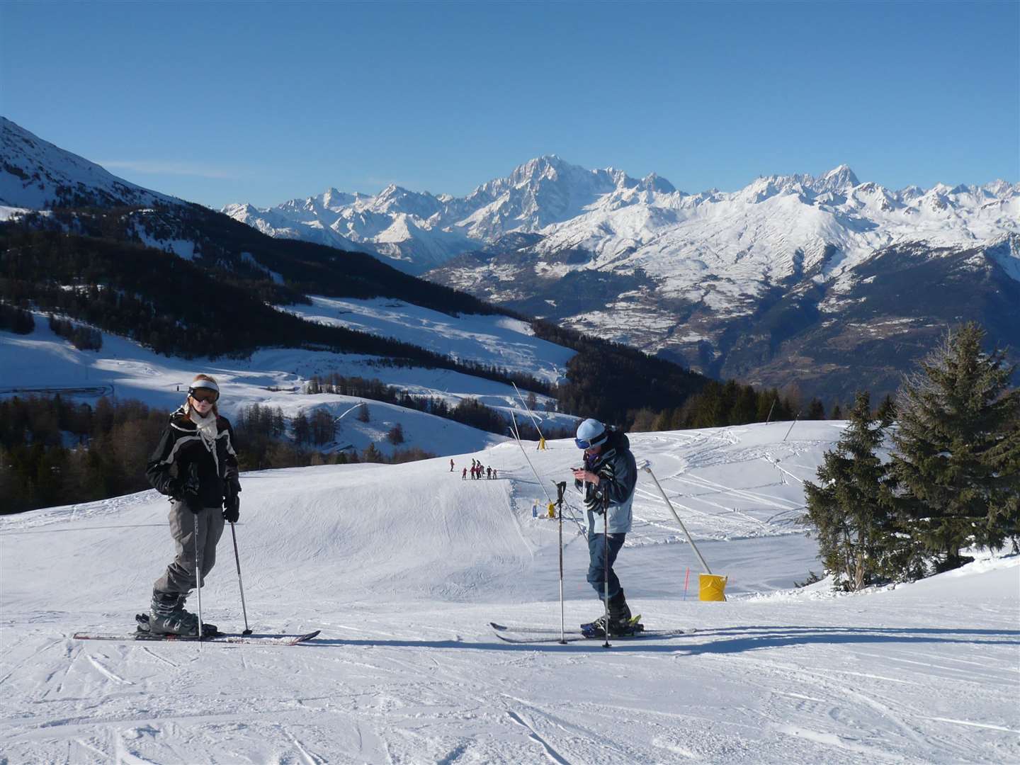 Skiers in Pila. Stock picture