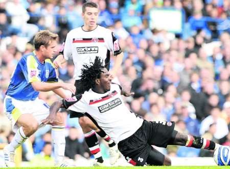 Charlton's Kelly Youga in the thick of the action. Picture: Barry Goodwin