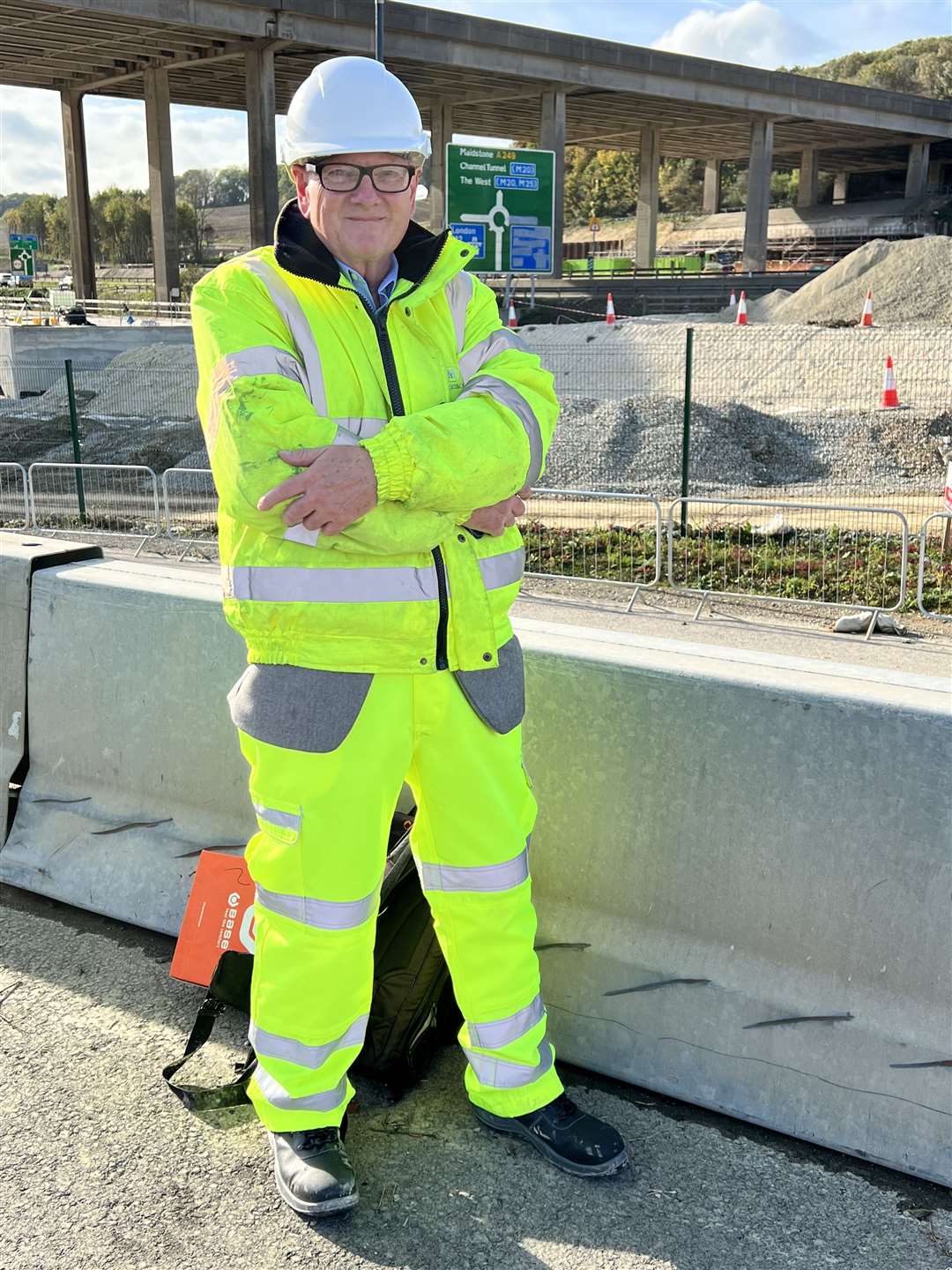 Reporter John Nurden kitted out for action on the M2 A249 construction site at Stockbury (60445431)