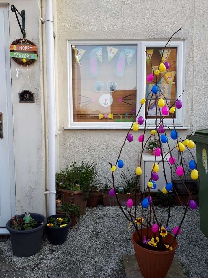 The Easter tree made by the Brunger family before it was stolen