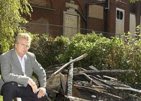 The Mayor of Ramsgate, Stephen Ward, pictured in August outside the fire damaged library. Picture: DAVE DOWNEY