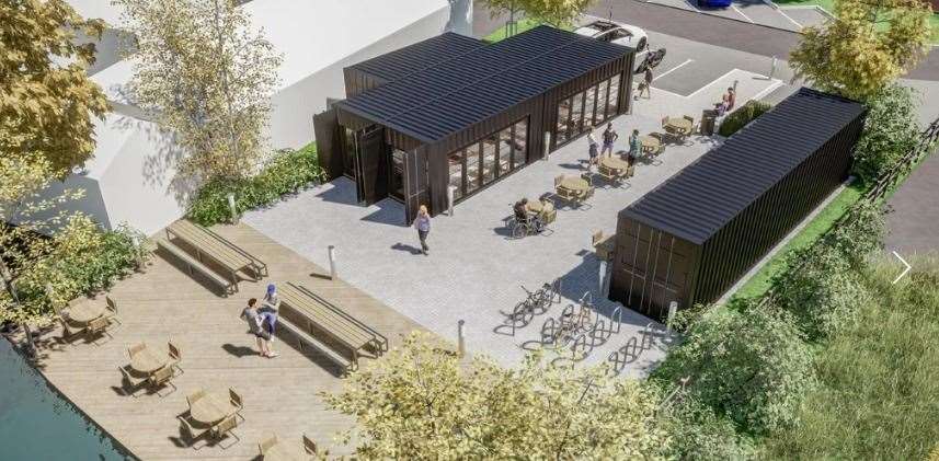 The cafe would offer cyclists and walkers great views of the Stour. Picture: OSG Architecture
