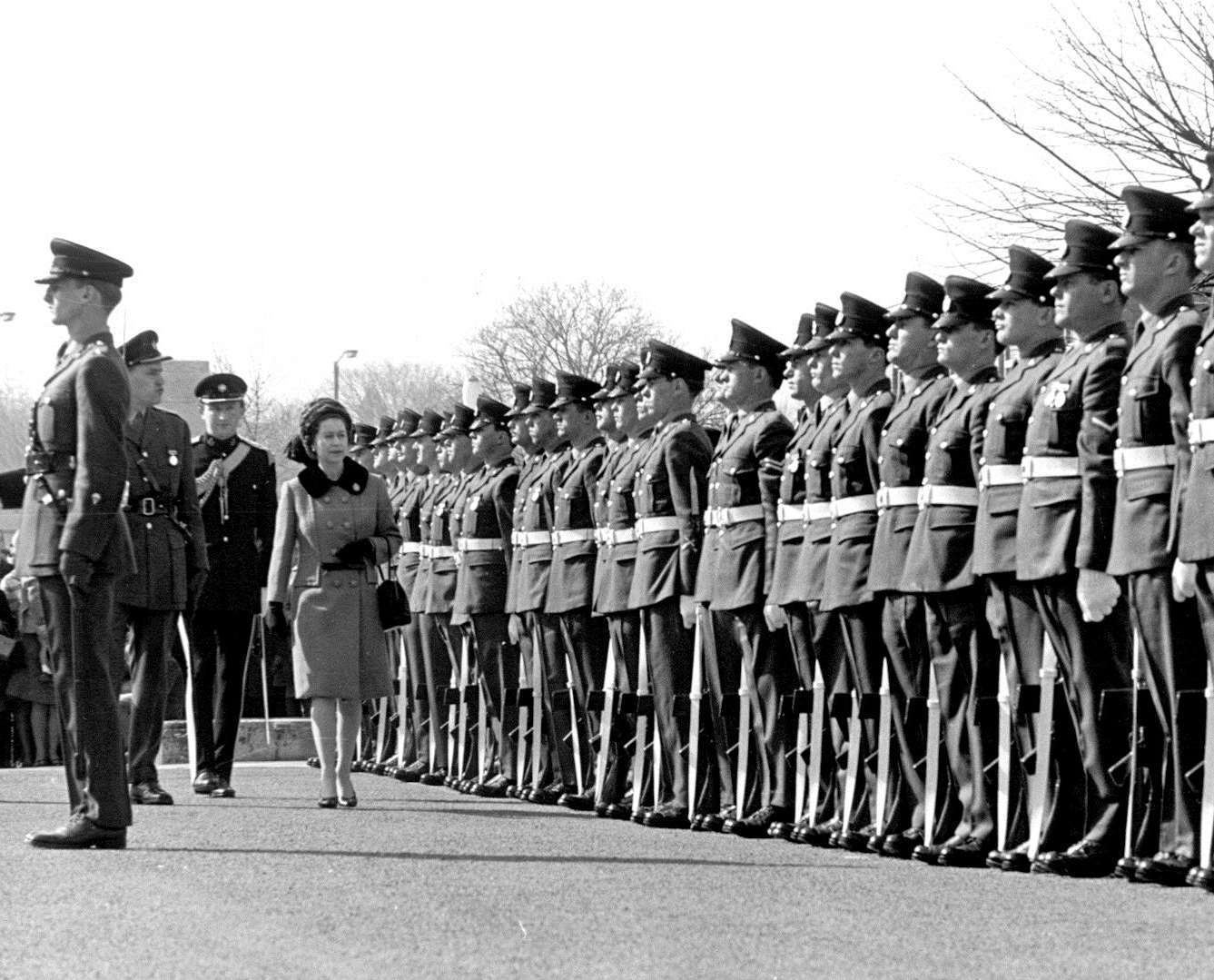 The Queen visits the Royal Engineers at Brompton Barracks Gillingham in March 1968