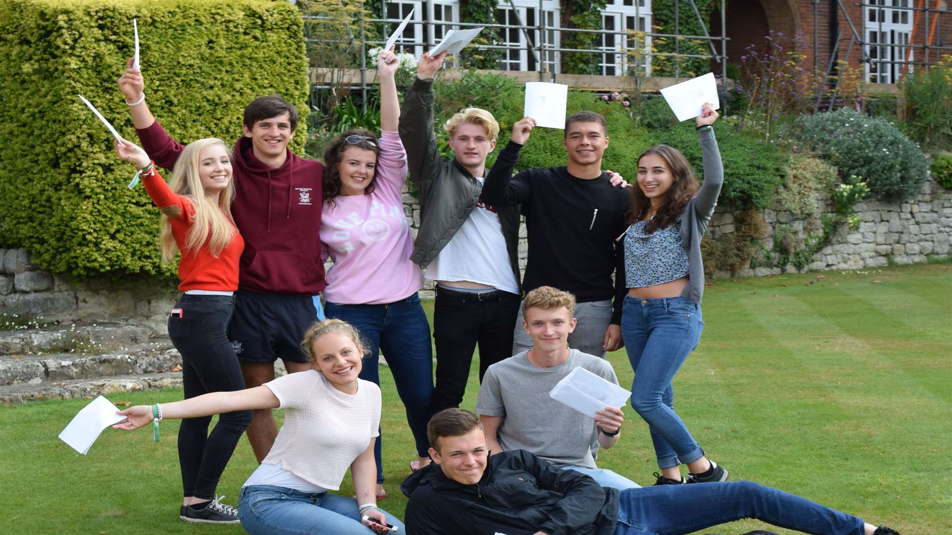 Students celebrate their results at Sutton Valence School