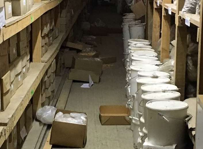 The burglary left the archive in a mess