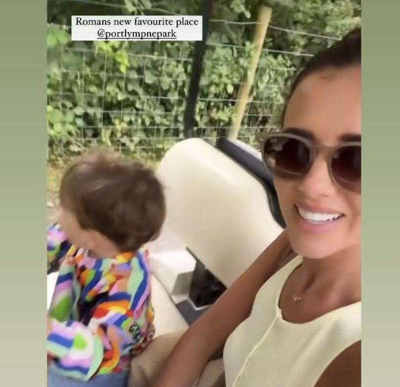 After a glamourous lunch at Port Lympne Safari Park’s garden room restaurant, Lucy Mecklenburgh, Ryan Thomas returned to the safari trail. Photo: @lucymeck1/Instagram