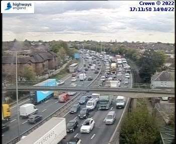 Heavy traffic on the M25 near Dartford. Image from National Highways