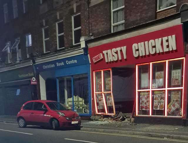 A man was arrested on suspicion of drink driving after a car crashed into Thanet Tasty Chicken in Margate. Picture: Vicky Tervers