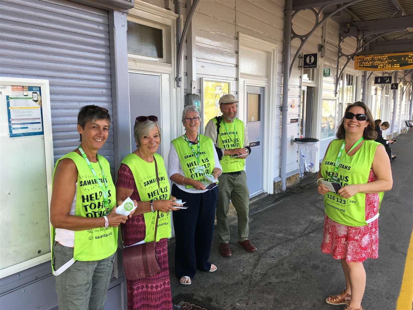 Volunteers from Maidstone Samaritans gathered at Maidstone East on Tuesday July 24 to give advice on listening to commuters. (3223723)