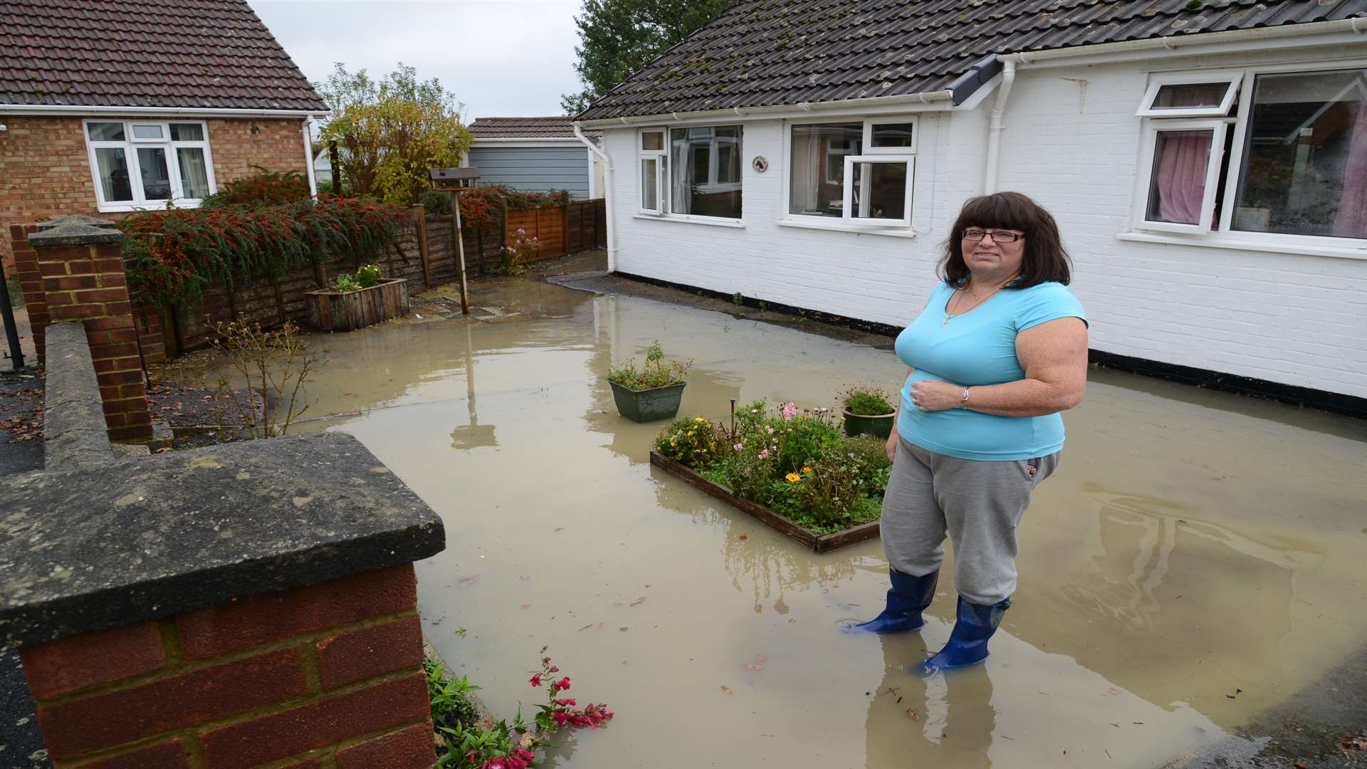 Elaine Osbourne who's father Frank Haynes, 90, was flooded