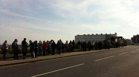 Hundreds of people queue for Blur tickets at Margate Winter Gardens