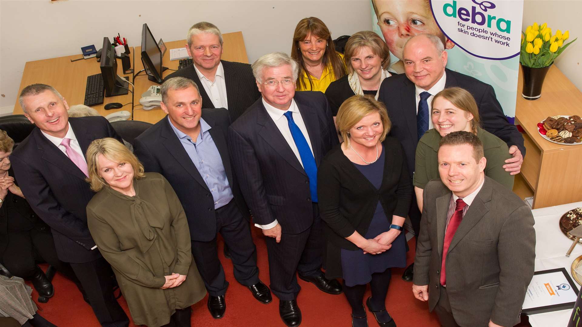 Sir Michael Fallon with the Chevening Financial team, including directors David Hawes-Gatt, Paul Harding and Robert Hunt