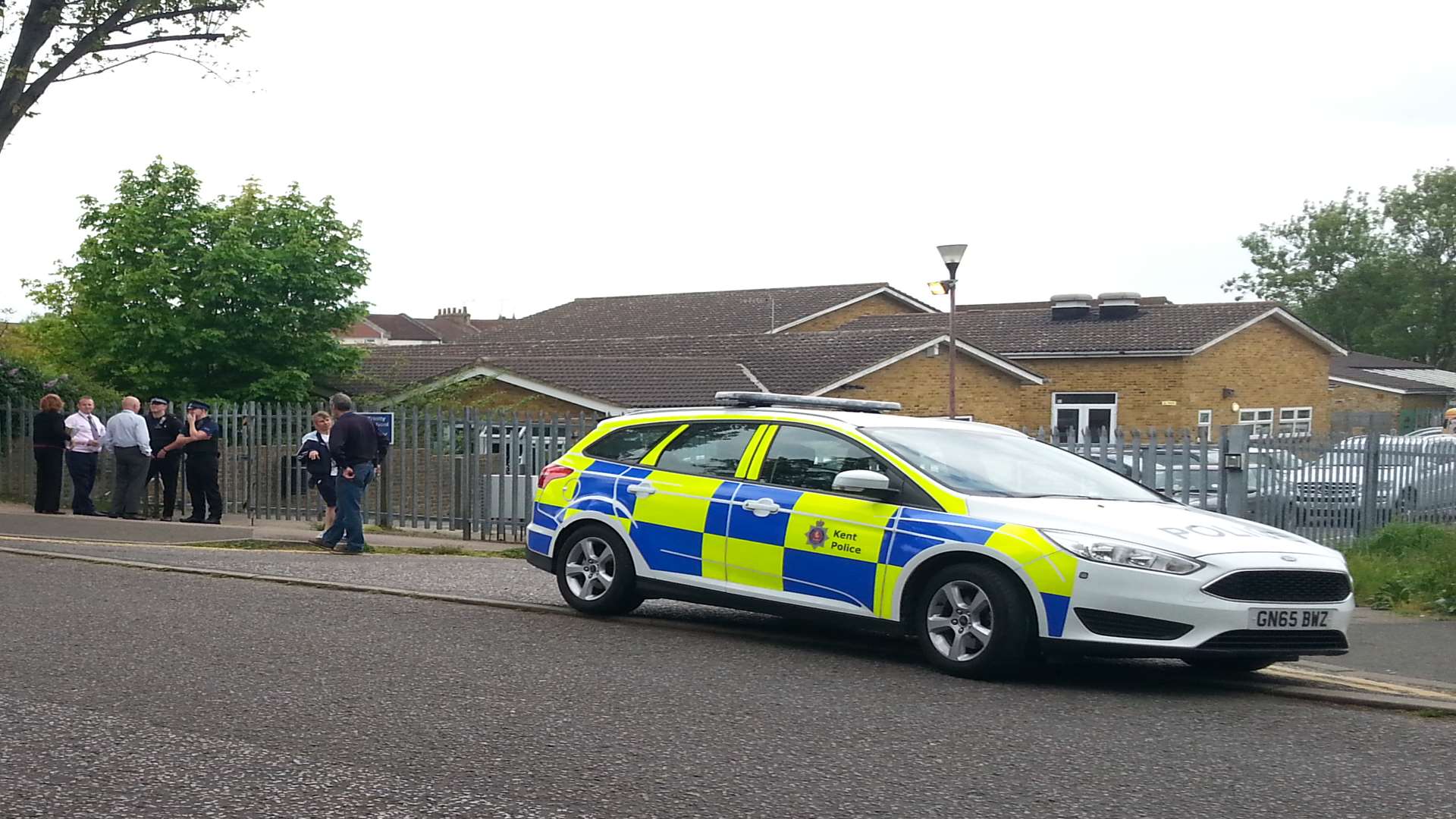 Police at Trinity school after a bomb was found