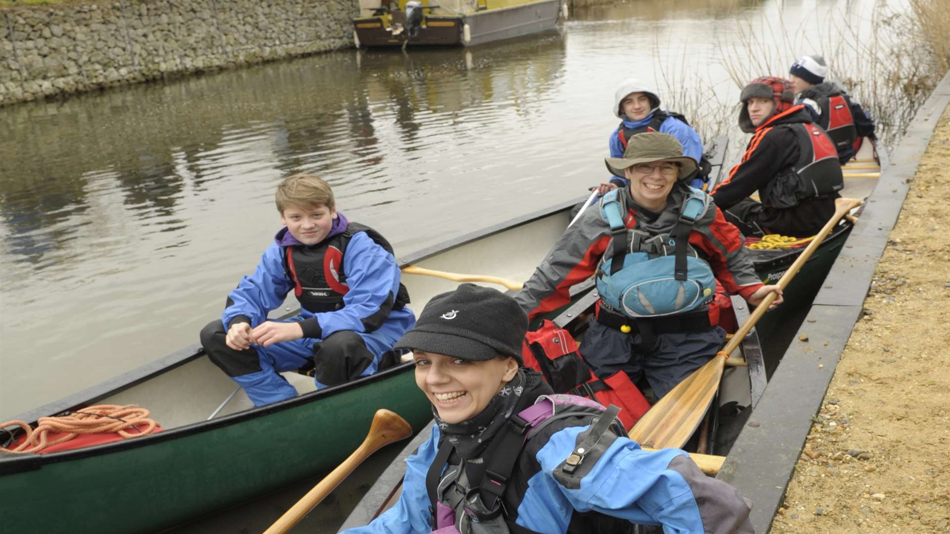 Gravesend Sea Cadets came along to row in canoes along the canal