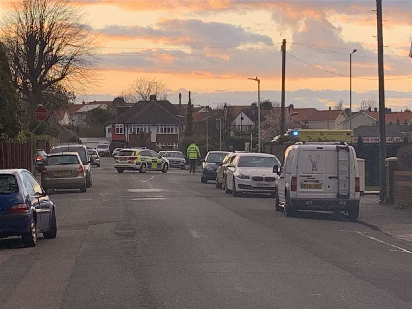 Police at the scene of the biker crash on the A258 Dover Road in April 2020